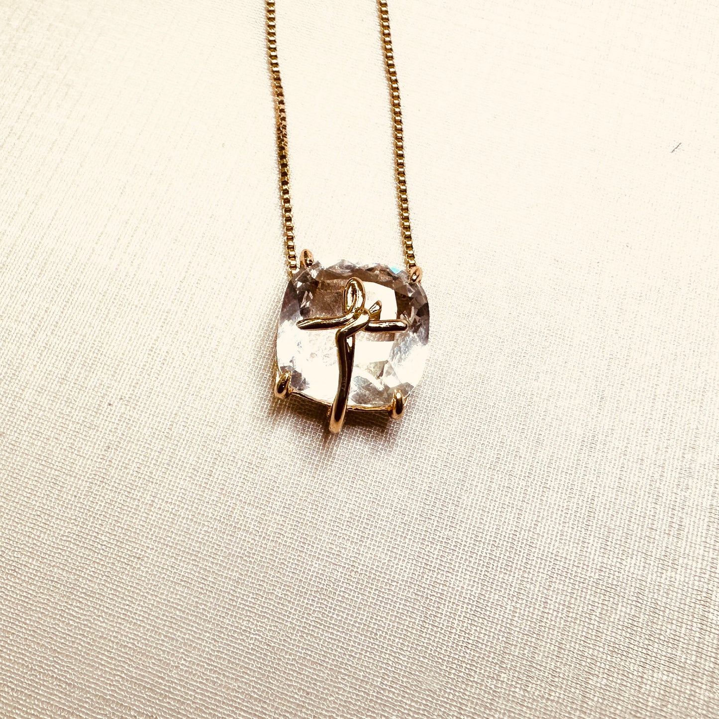 Square Stone Faith - 18K Gold Plated Necklace