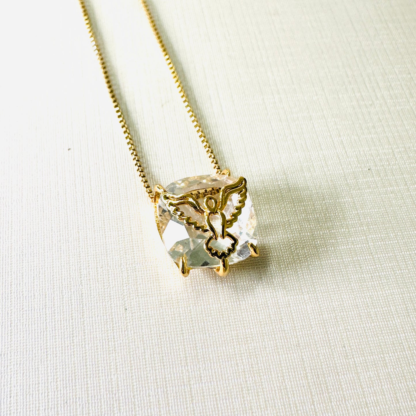 Square Stone Holy Spirit - 18K Gold Plated Necklace
