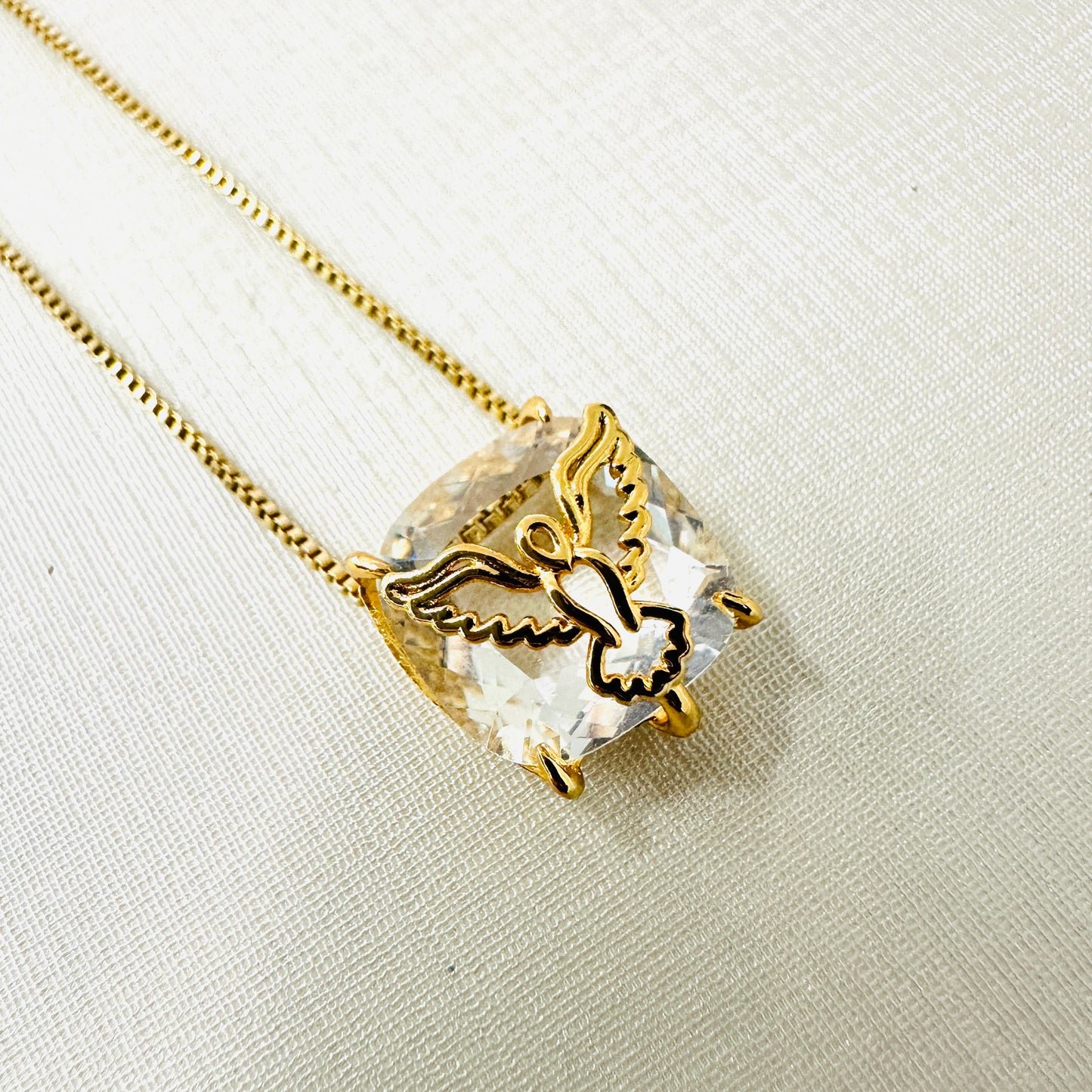 Square Stone Holy Spirit - 18K Gold Plated Necklace