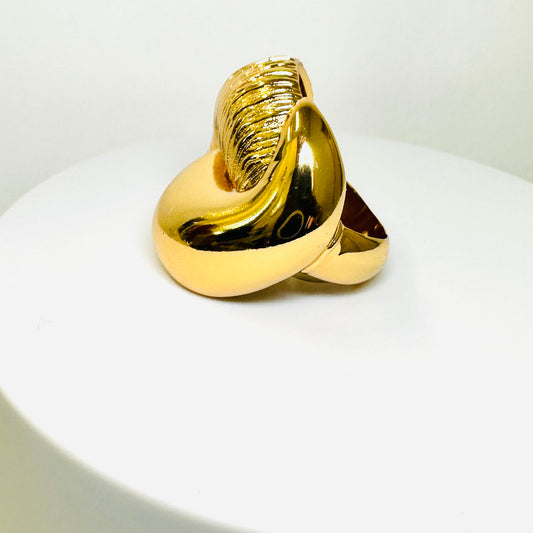 Dual Texture Interlocking Drops Ring - 18K Gold Plated