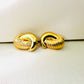 Dual Texture Interlocking Drops Earrings - 18K Gold Plated)