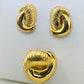 Dual Texture Interlocking Drops Earrings - 18K Gold Plated)
