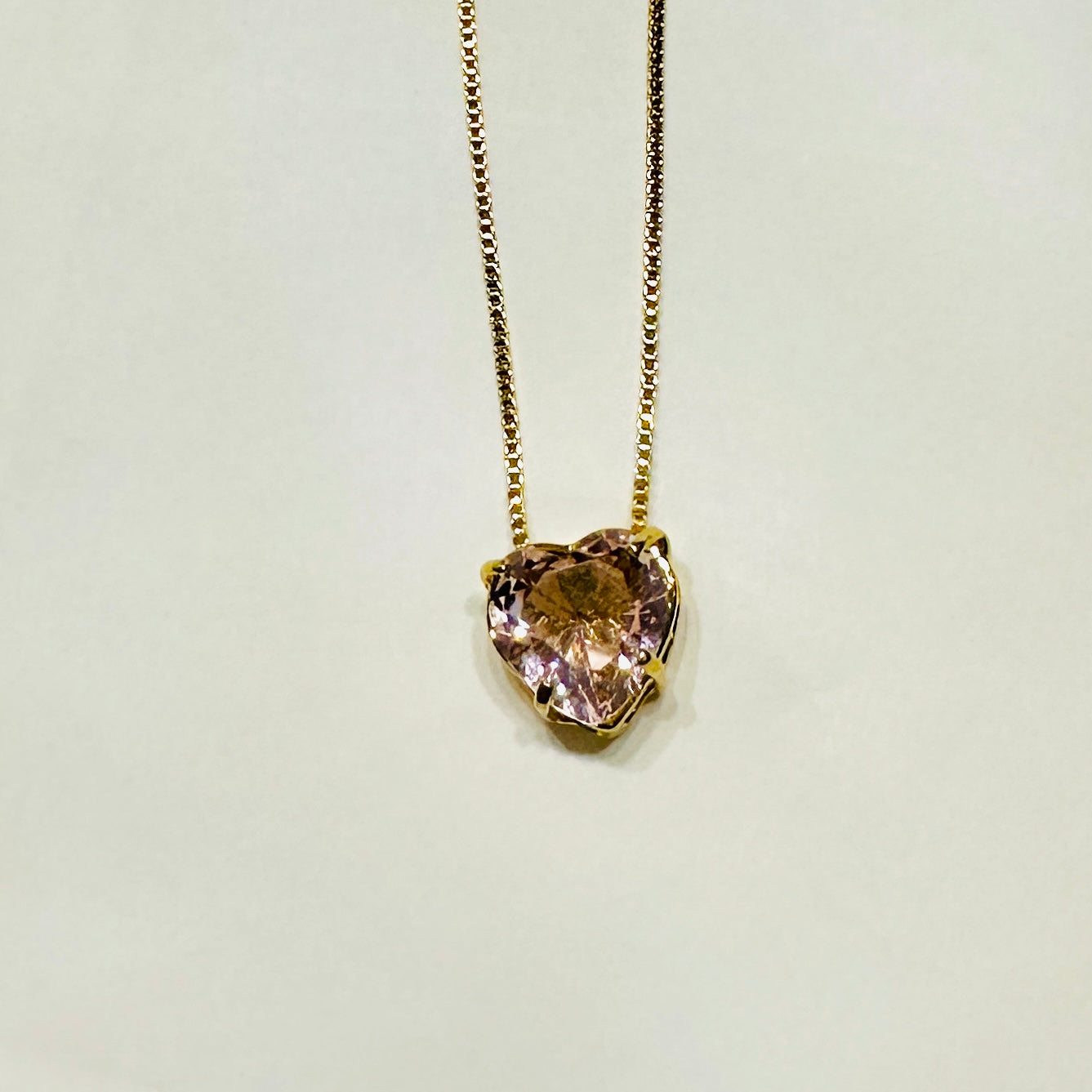 Pink Sapphire Small Heart Necklace - 18K Gold Plated