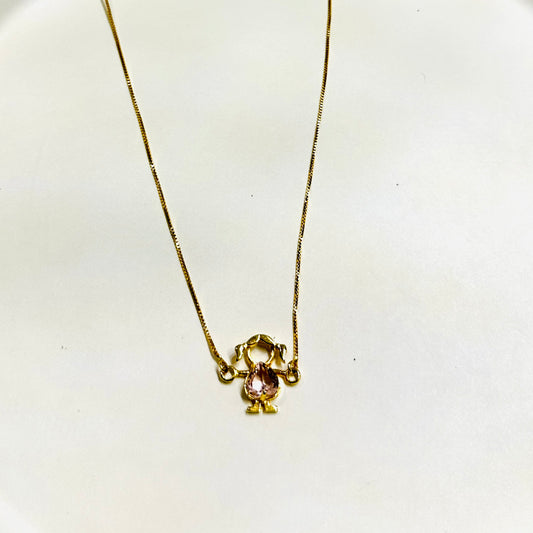 Pink Sapphire Girl Necklace - 18K Gold Plated