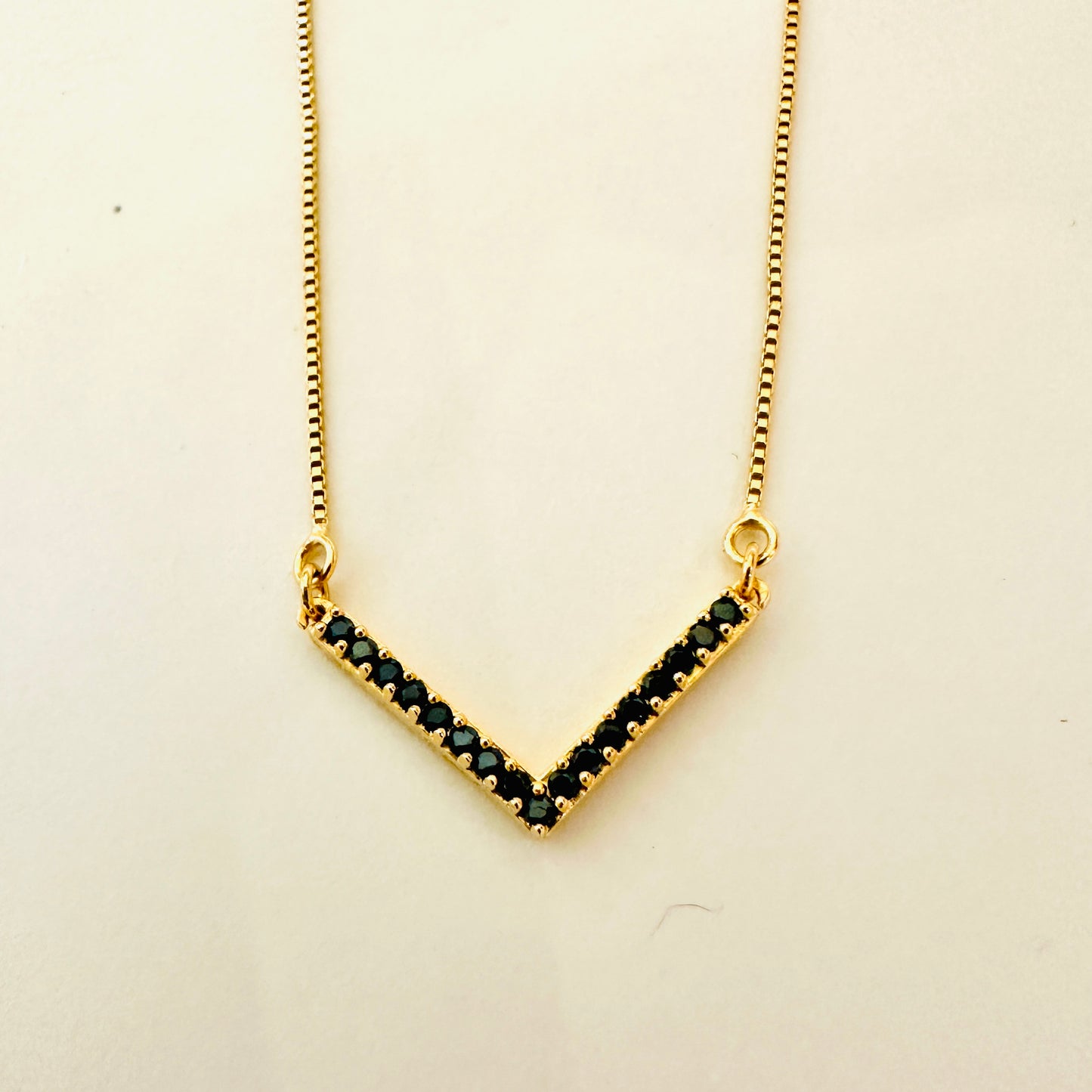 Black Zirconia Studded Necklace - 18K Gold Plated