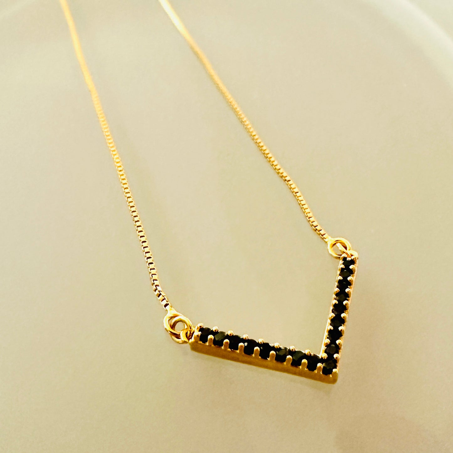 Black Zirconia Studded Necklace - 18K Gold Plated