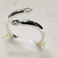 Spiral Open Ring with Teardrop Zirconia - White Rhodium Plated