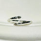 Spiral Open Ring with Teardrop Zirconia - White Rhodium Plated
