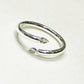 Spiral Open Ring with Teardrop Zirconia - White Rhodium Plated