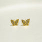 Delicate Butterfly Studded Zirconia Earrings - 18K Gold Plated