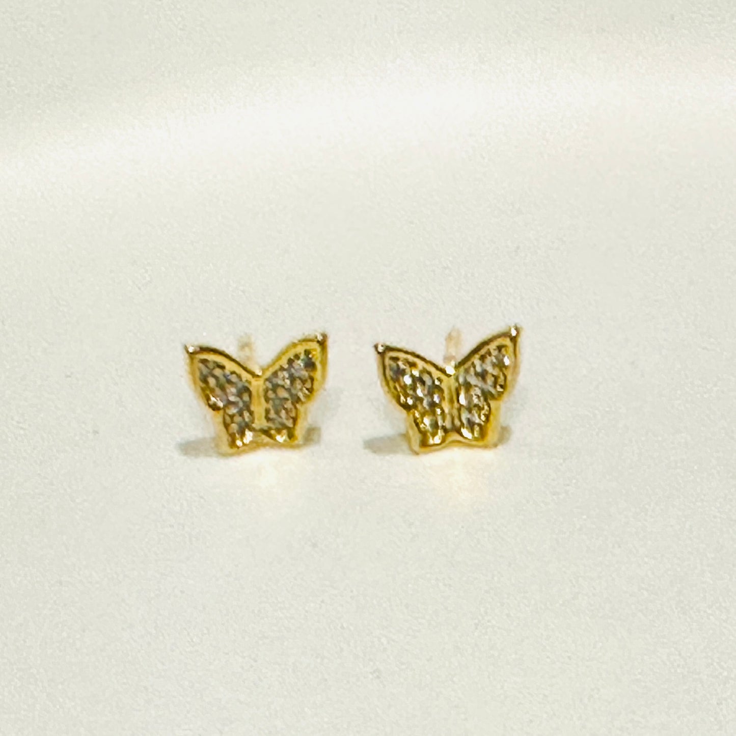 Delicate Butterfly Studded Zirconia Earrings - 18K Gold Plated