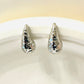 Small Bold Hammered Teardrop Earrings - White Rhodium Plated