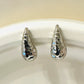 Small Bold Hammered Teardrop Earrings - White Rhodium Plated