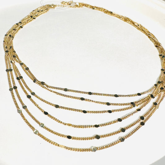 Multi Chain Choker - Delicate Mini Circles 18K Gold Plated Necklace