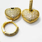 Bold Dangling Heart Studded Zirconia Earrings - 18K Gold Plated