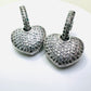 Bold Dangling Heart Studded Zirconia Earrings -White Rhodium Plated
