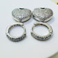 Bold Dangling Heart Studded Zirconia Earrings -White Rhodium Plated