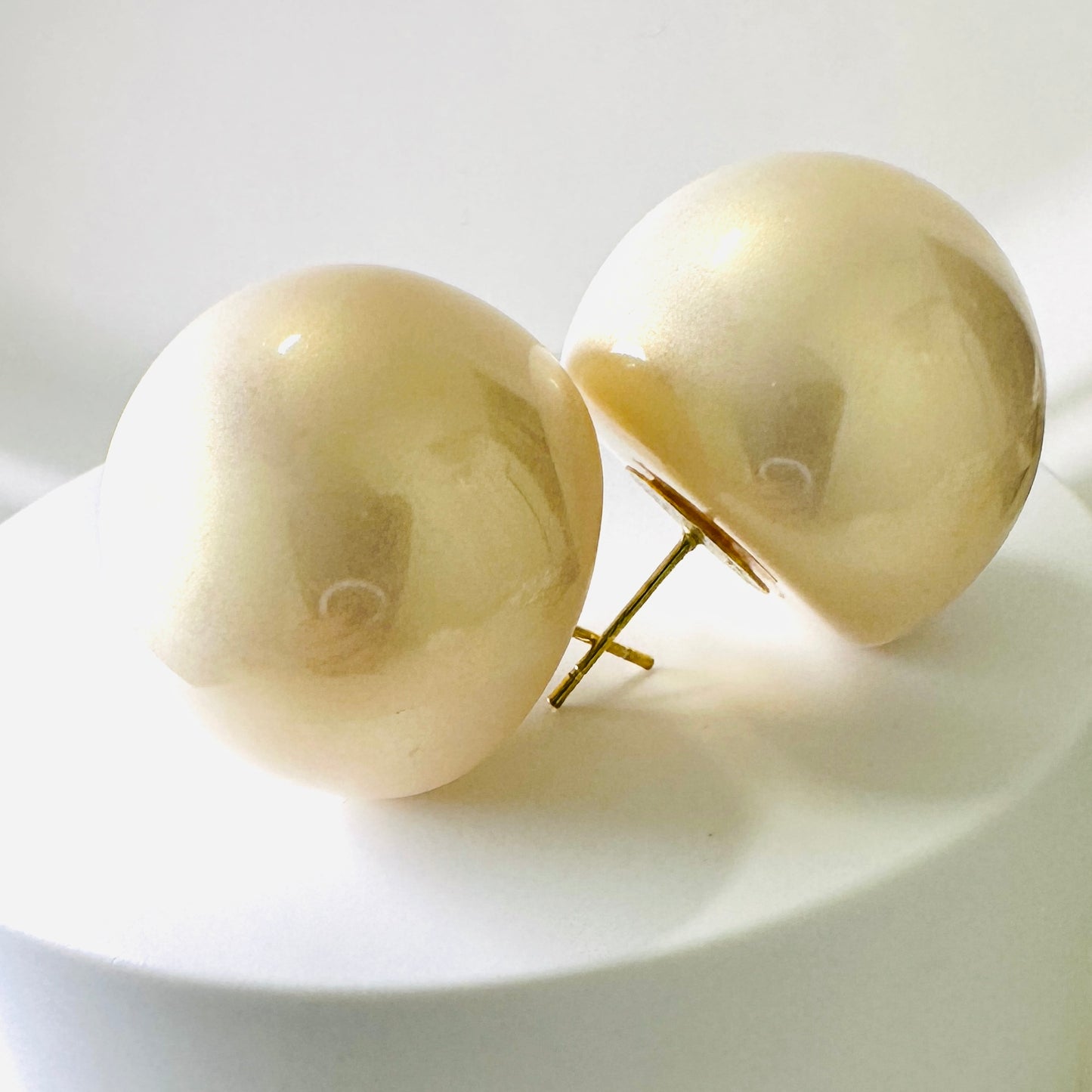 18K Gold Plated Maxi Stud Pearls Earrings