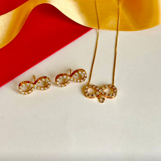 Pavé Infinite Necklace and Earrings Set - 18K Gold Plated