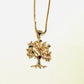 Colorful Tree of Life Micro Zirconia Pendant Necklace - 18K Gold Plated