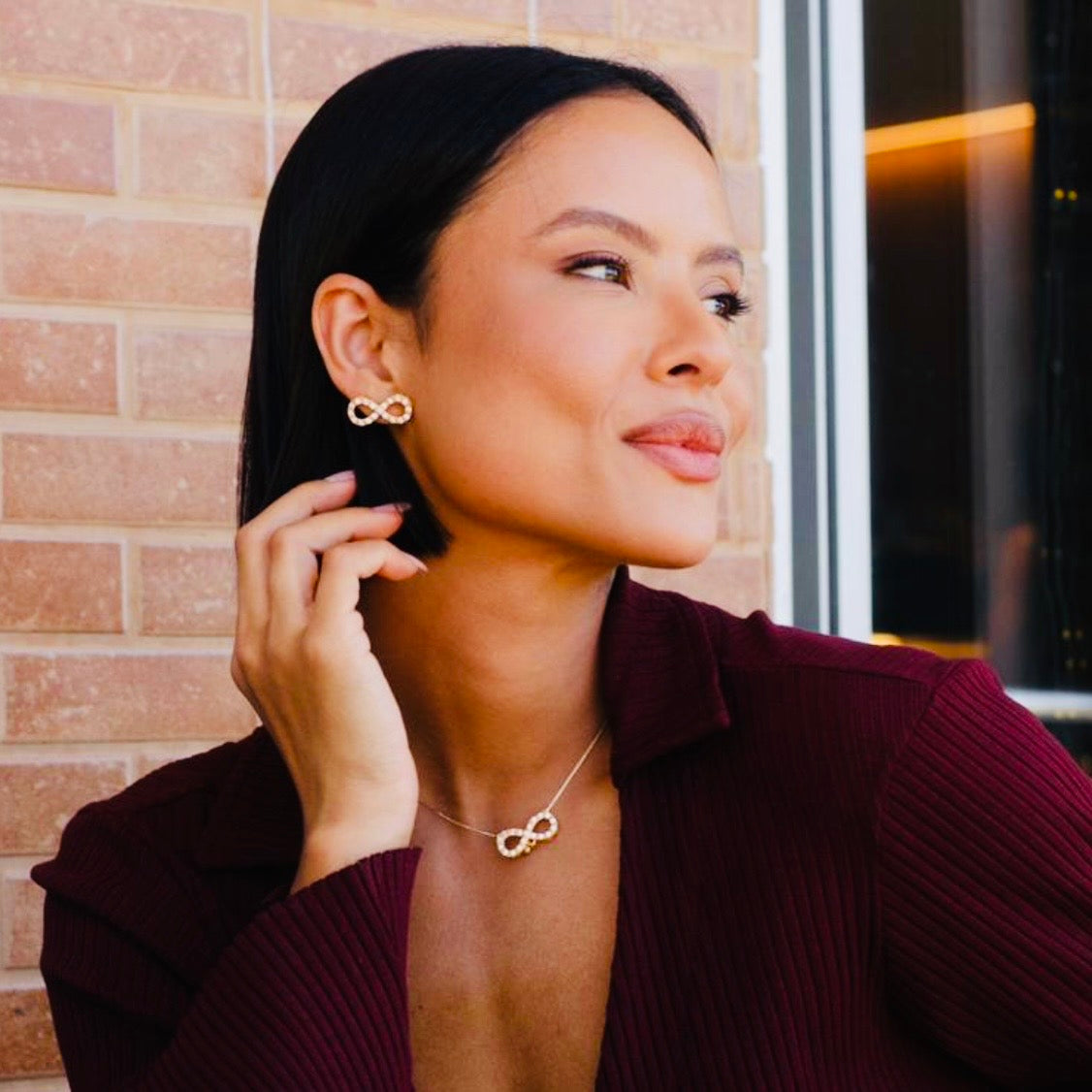 Pavé Infinite Necklace and Earrings Set - 18K Gold Plated
