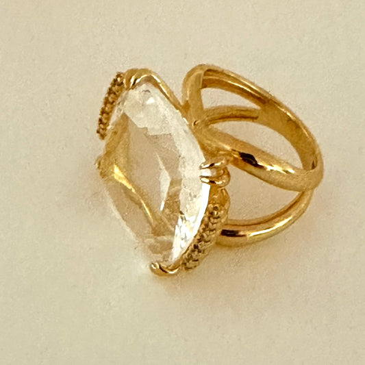 Square Crystal Ring - 18K Gold Plated