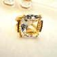 Square Crystal Ring - 18K Gold Plated