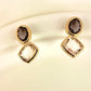 Geometric Amethyst and Crystal Drop Earrings - 18K Gold Plated