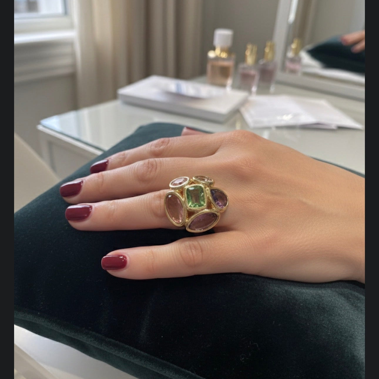 Turtle Patchwork Gem Ring - 18K Gold Plated