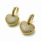 Bold Dangling Heart Studded Zirconia Earrings - 18K Gold Plated