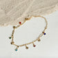 Delicate Shells and Colorful Zirconia Anklet - 18K Gold Plated