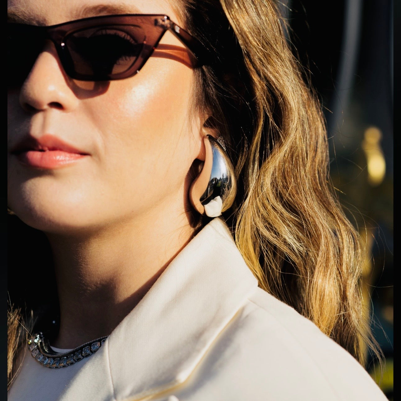 White Rhodium Plated Maxi Bold Teardrop Earrings
