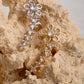 Flower and Linear Zirconia Drop Stud Earrings - 18K Gold Plated