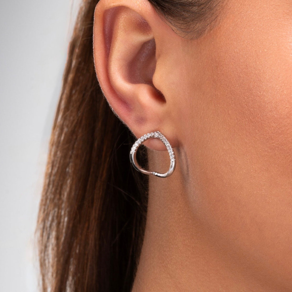 Fluid Hoops Earrings - White Rhodium Plated