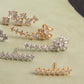 Flower and Linear Zirconia Drop Stud Earrings - 18K Gold Plated