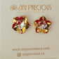 Double-Layered Flower Studs Earrings - Bi Color 18K Gold and White Rhodium Plated