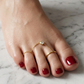 Double Ring with Chain and Cubic Zirconia - 18K Gold Plated