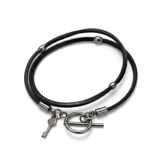 Men's Black Elastic Rubber Cord Bracelet