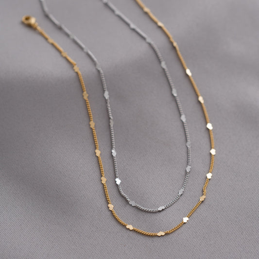 White Rhodium Plated Delicate Mini Hearts Necklace