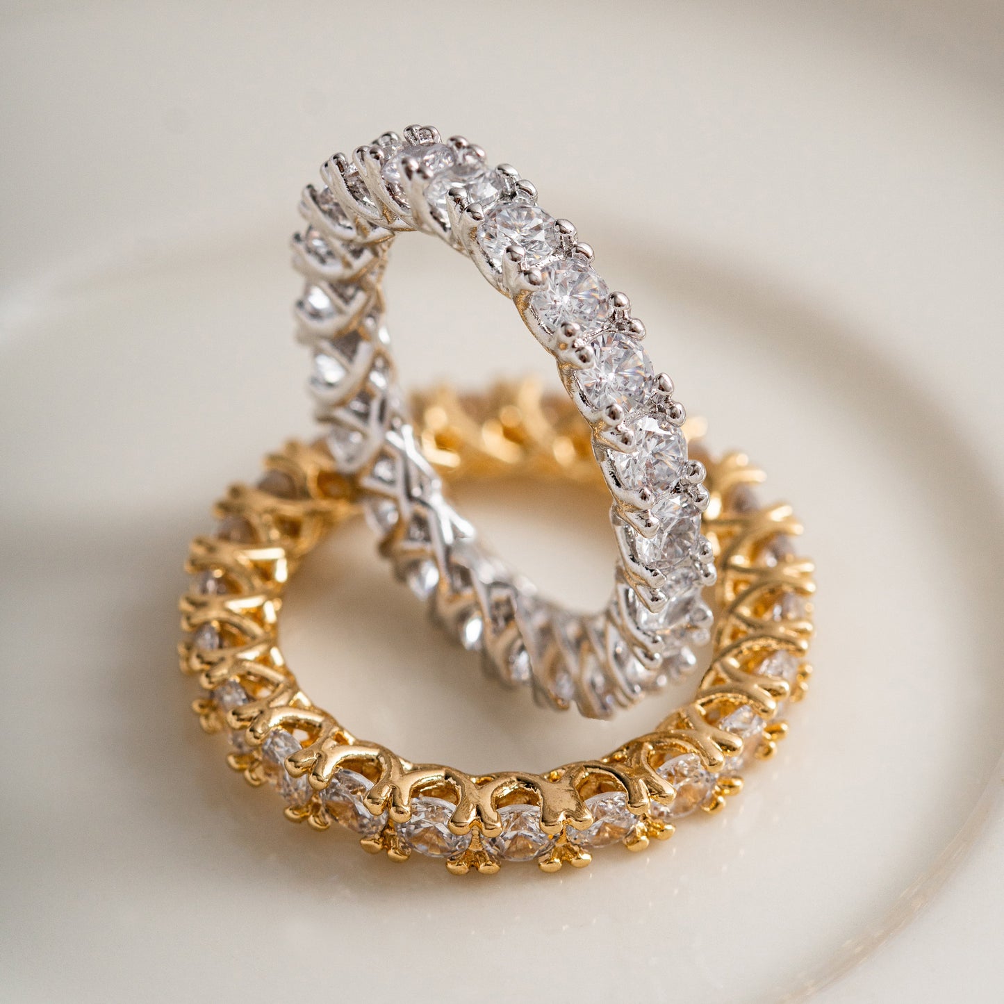 White Rhodium Plated Eternity Zirconia Ring 4mm
