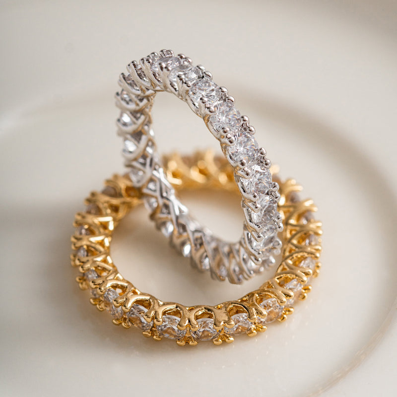 18K Gold Plated Eternity Zirconia Ring 4mm