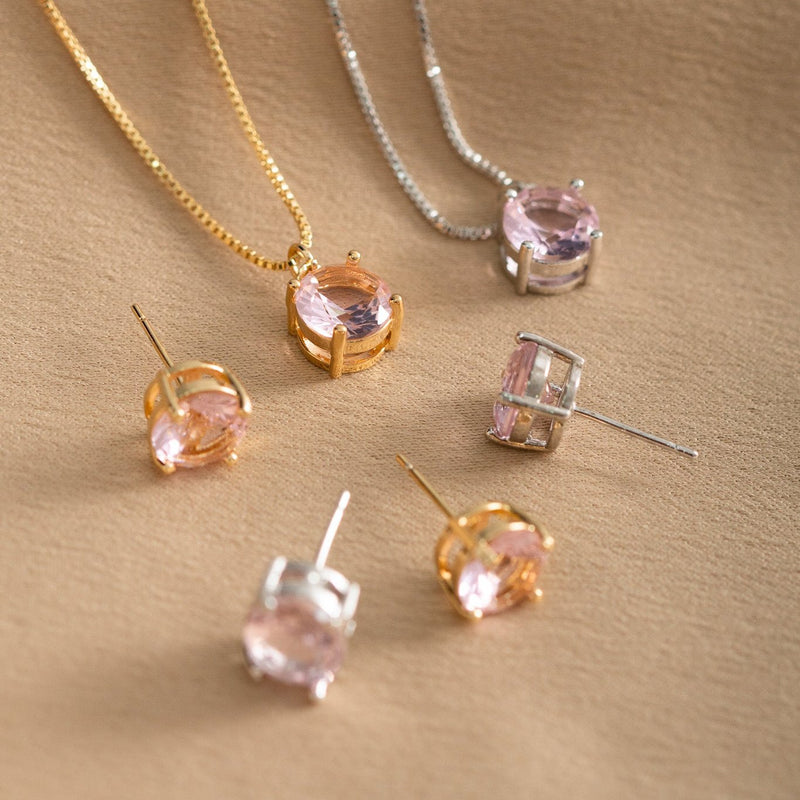 18K Gold Plated Round Kunzite Set