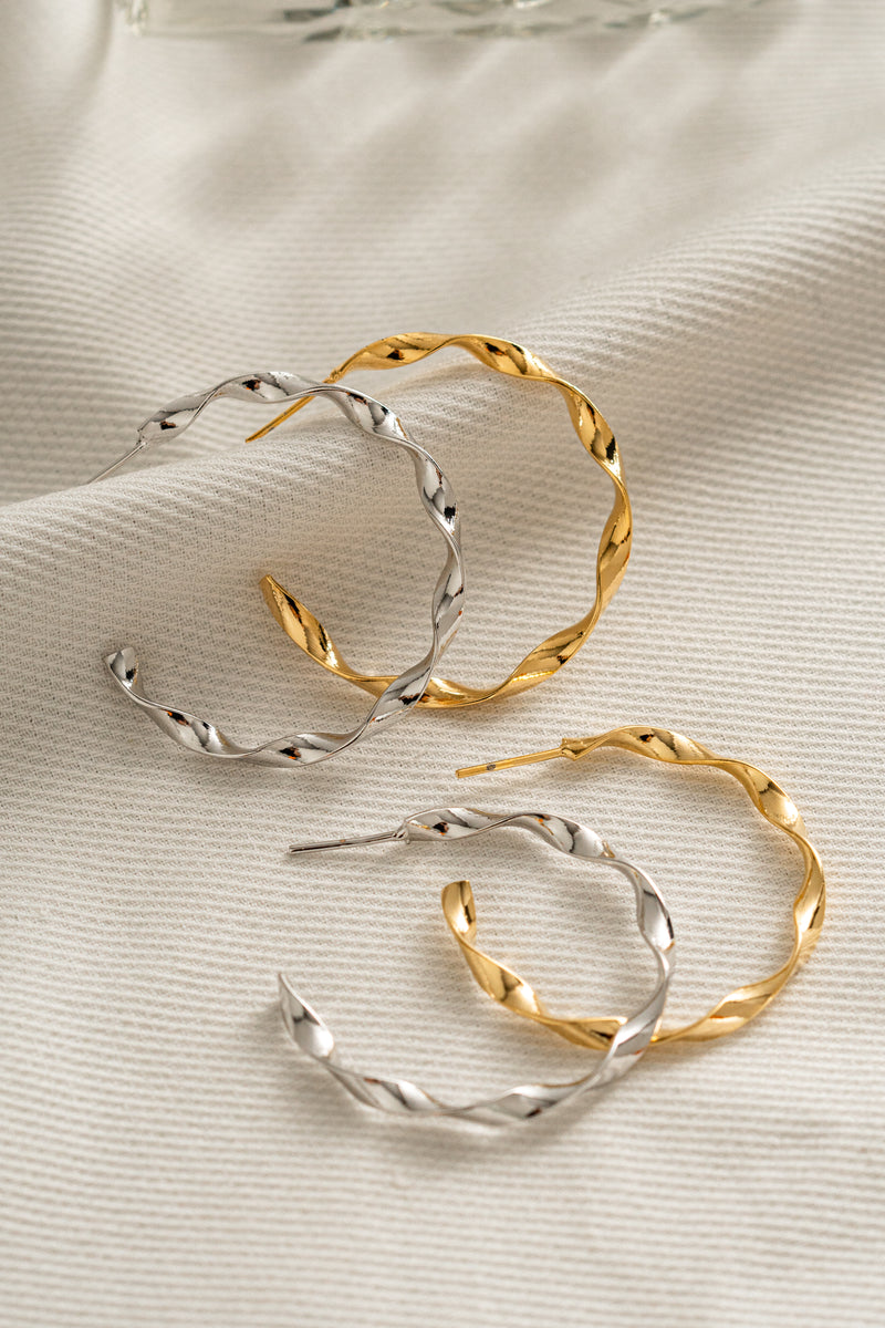 18K Gold Plated Twisted Hoops Earrings