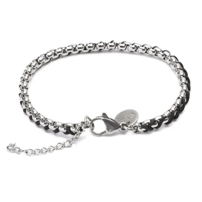 Silver Plated Black Stainless Steel Bracelet