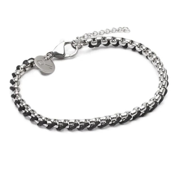 Silver Plated Black Stainless Steel Bracelet