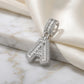 Personalized Letter Studded Zirconia Pendant - White Rhodium Plated