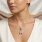 Personalized Letter Studded Zirconia Pendant - White Rhodium Plated