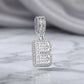 Personalized Letter Studded Zirconia Pendant - White Rhodium Plated