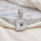 Personalized Letter Studded Zirconia Pendant - White Rhodium Plated