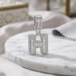 Personalized Letter Studded Zirconia Pendant - White Rhodium Plated
